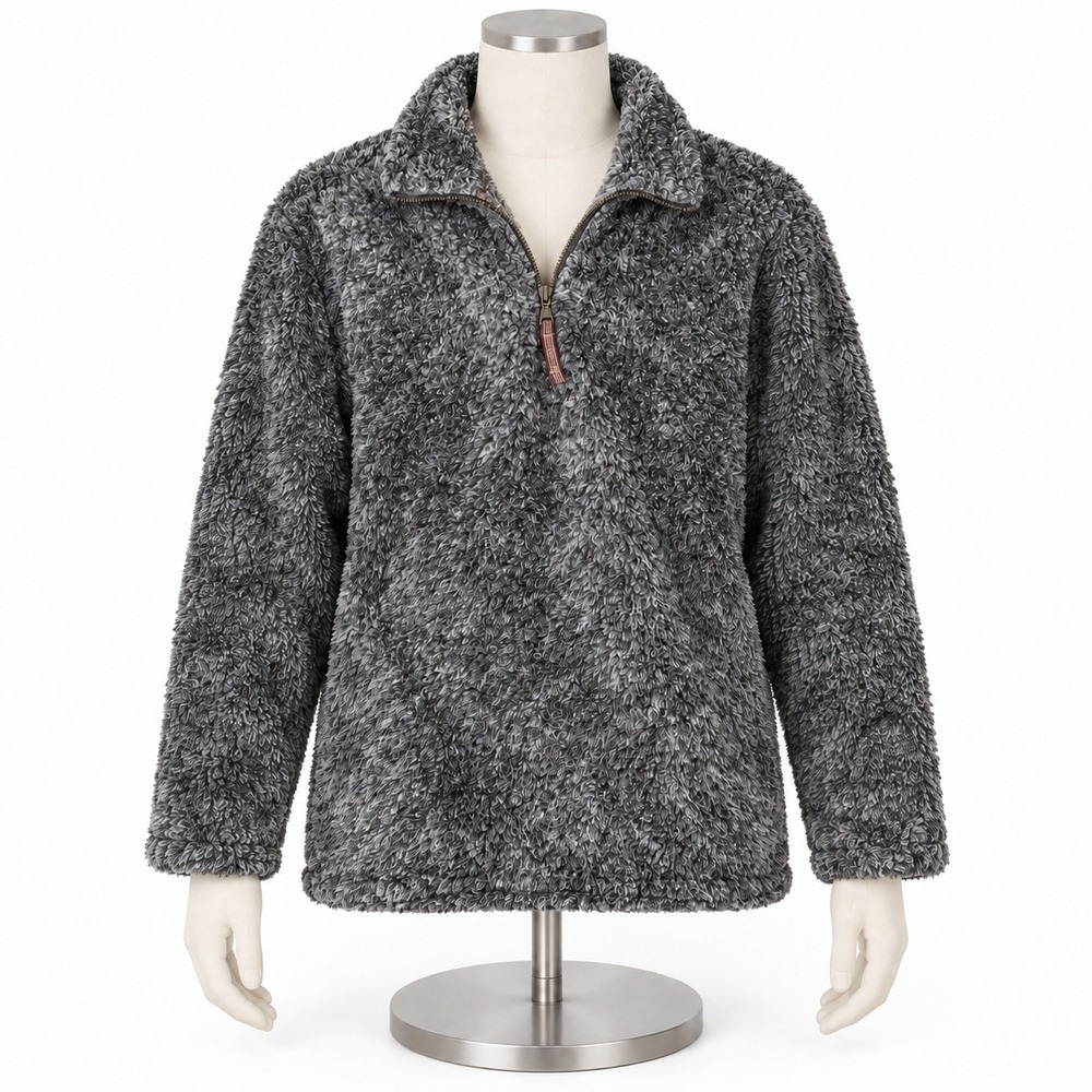 Alpine Sherpa Mens Grey Quarter Zip Fleece Pullover Style 12651 Size Medium